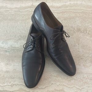 Santoni Grained Leather Dark Brown Lace-up Dress Shoes